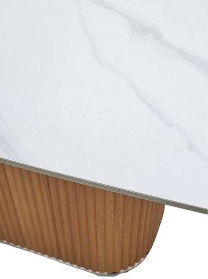 Стол TAMPA 180 цвет БЕЛЫЙ МРАМОР M326, керамика / Каркас OAK