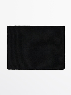 Massimo Dutti Шарф из 100% кашемира в рубчик, черный