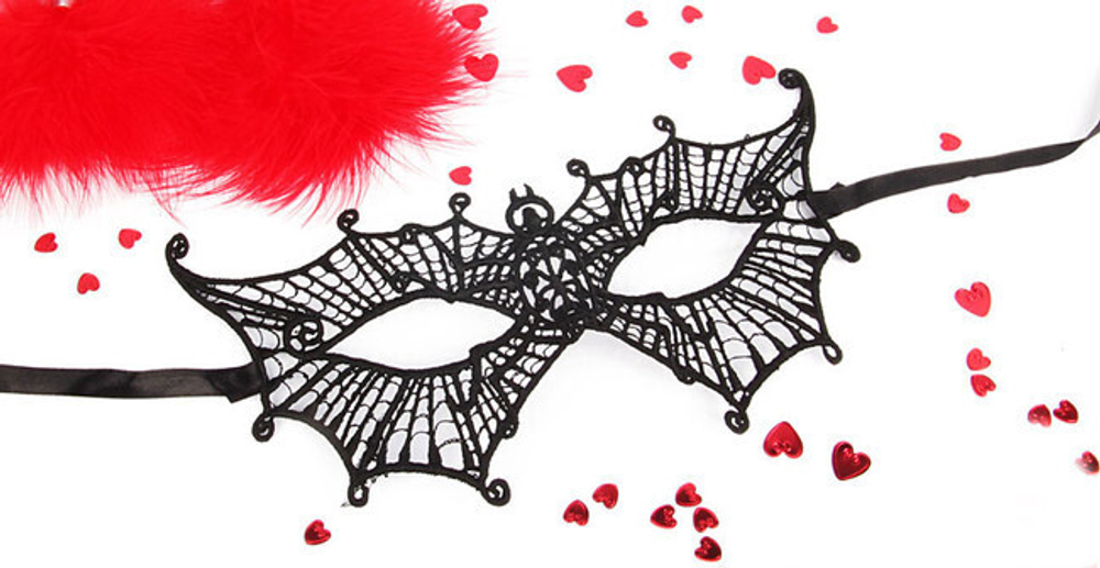 Чёрная ажурная маска на завязочках "Джоан" (Цвет: черный)