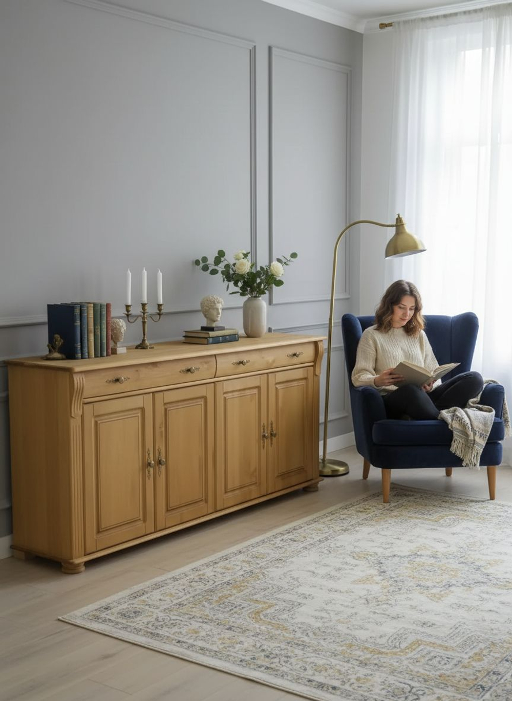 Комод, 180х42х85, Susanna, с ящиками, для одежды, под телевизор, деревянный, бейц, Dipriz