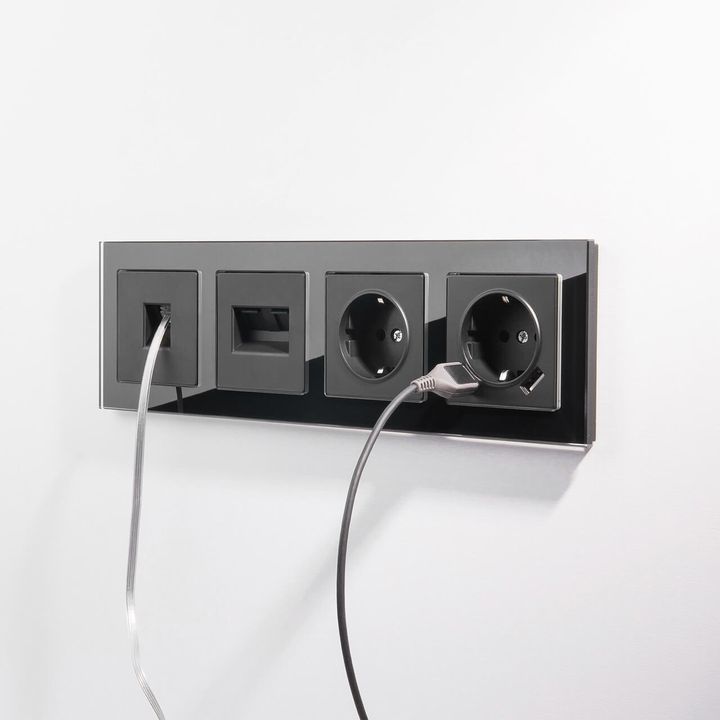 Розетка Werkel двойная Ethernet RJ-45 черный матовый W1182208 4690389157004