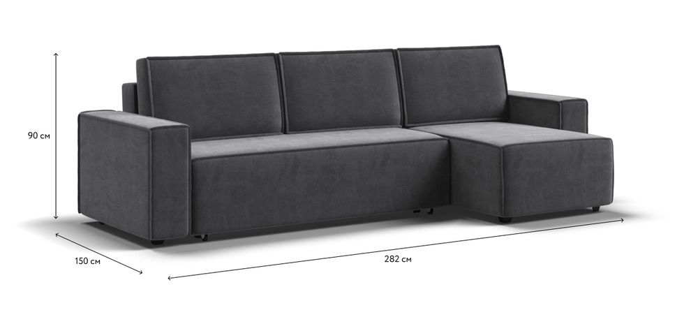 Диван Угловой Норд (Велюр Монолит серый)