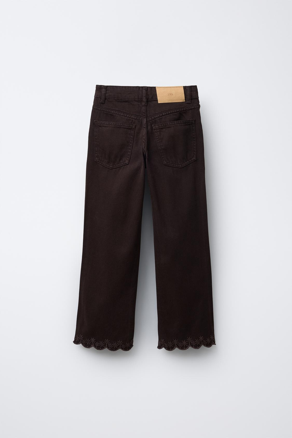 ZARA ПРЯМЫЕ ДЖИНСЫ С ВЫШИВКОЙ, ШОКОЛАДНЫЙ