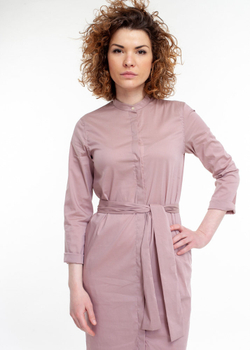 Платье-рубашка цвета чайной розы из хлопка