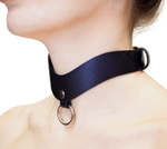 Стильный кожаный ошейник с кольцом для поводка (Цвет: черный)