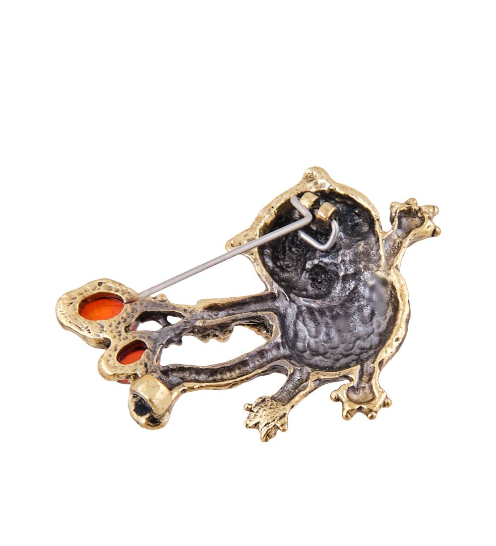 AM-2580 Брошь «Кот Первомай» (латунь, янтарь)