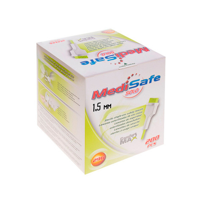 Скарификатор (ланцет) безопасный МедиСэйф Соло, 29G, 1,5мм, 200шт./уп., Польша