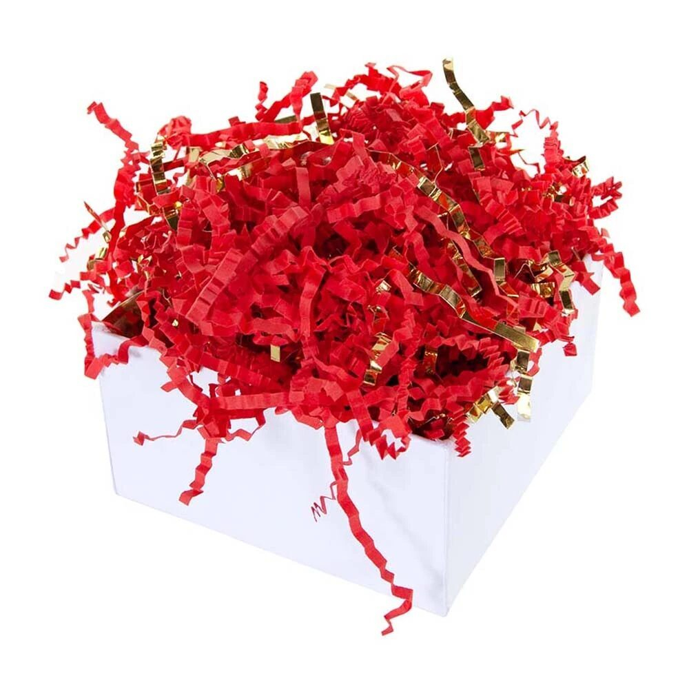 Наполнитель для коробок Праздничный Дуэт, бумага, Красный/Золото, 50г.