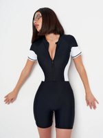 Купальник слитный с шортами и белыми вставками