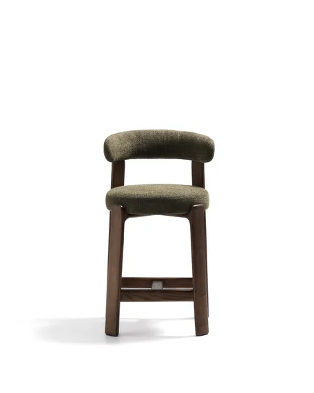 Полубарный стул Granite из зеленой синели и ясеня с отделкой орех 65 см