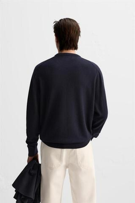 ZARA СВИТЕР ИЗ МЕРИНОСОВОЙ ШЕРСТИ, МОРСКОЙ СИНИЙ