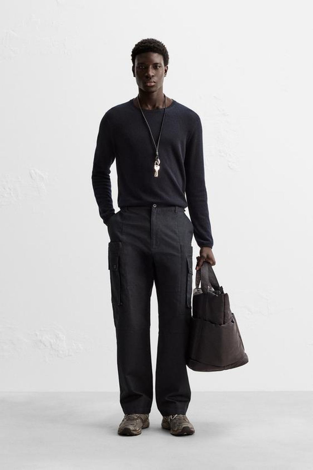 ZARA СВИТЕР ИЗ 100% КАШЕМИРА, ТЕМНО-СИНИЙ