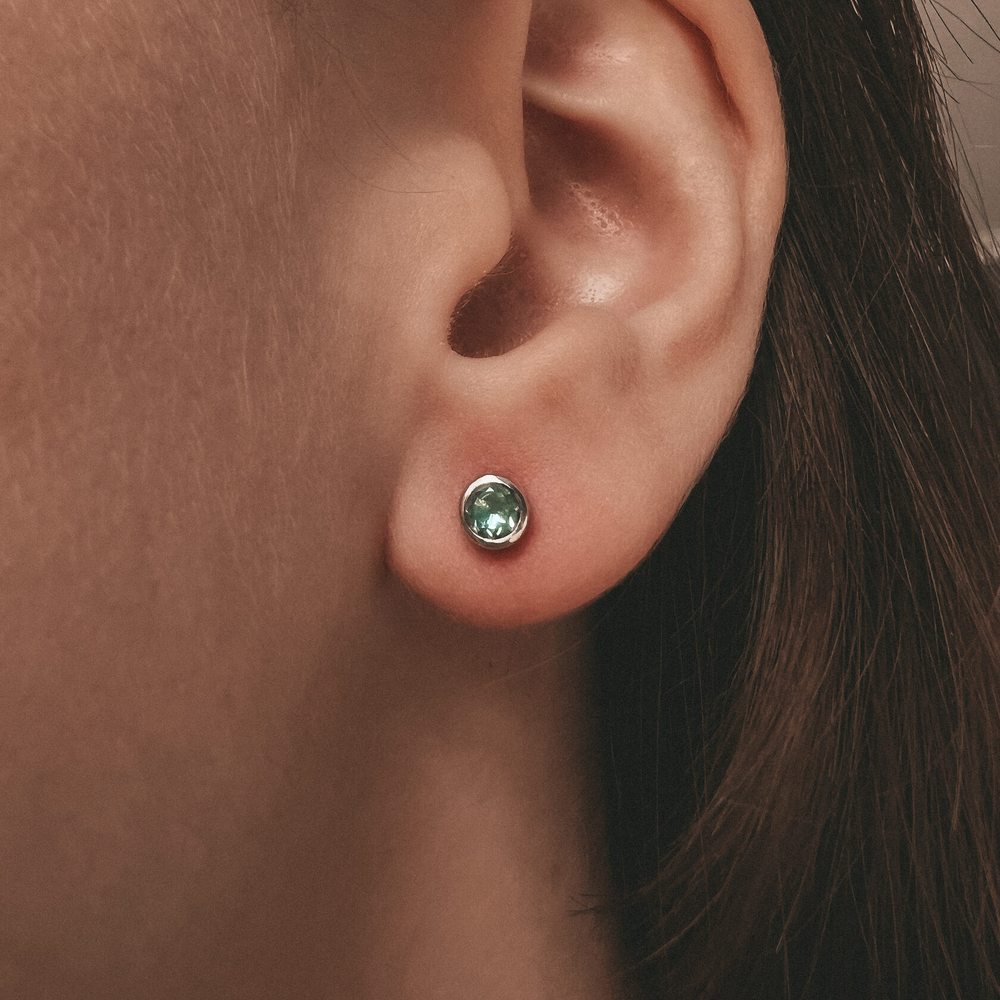 Серьги Point с зеленым аметистом