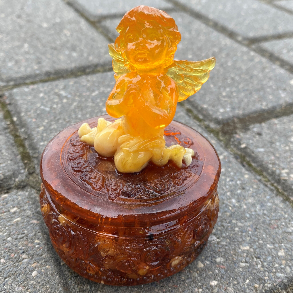 Шкатулка с ангелом (круглая)