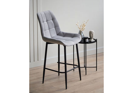 Барный стул Woodville Челси 360 светло-серый (zd 960), черный np, ножки черные