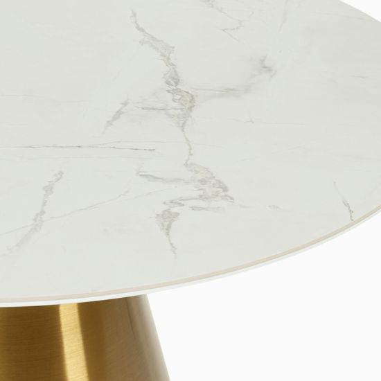 Обеденный стол Yoda диаметр 120 белый глянец