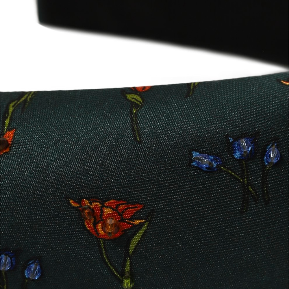 Зеленый ободок с цветочным принтом