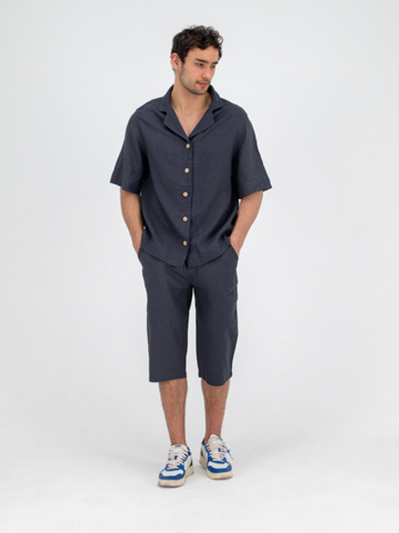 Костюм льняной с шортами. Графит