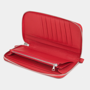 Кожаный кошелек женский, теленок красного цвета