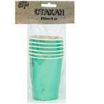 Стаканы фольгированные в мятном цвете, 250 мл, 6 шт