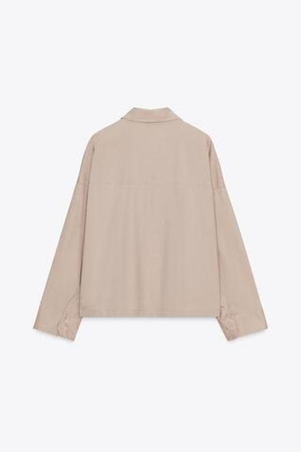 ZARA РУБАШКА ИЗ ПОПЛИНА С ПУГОВИЦАМИ, БЕЖЕВЫЙ