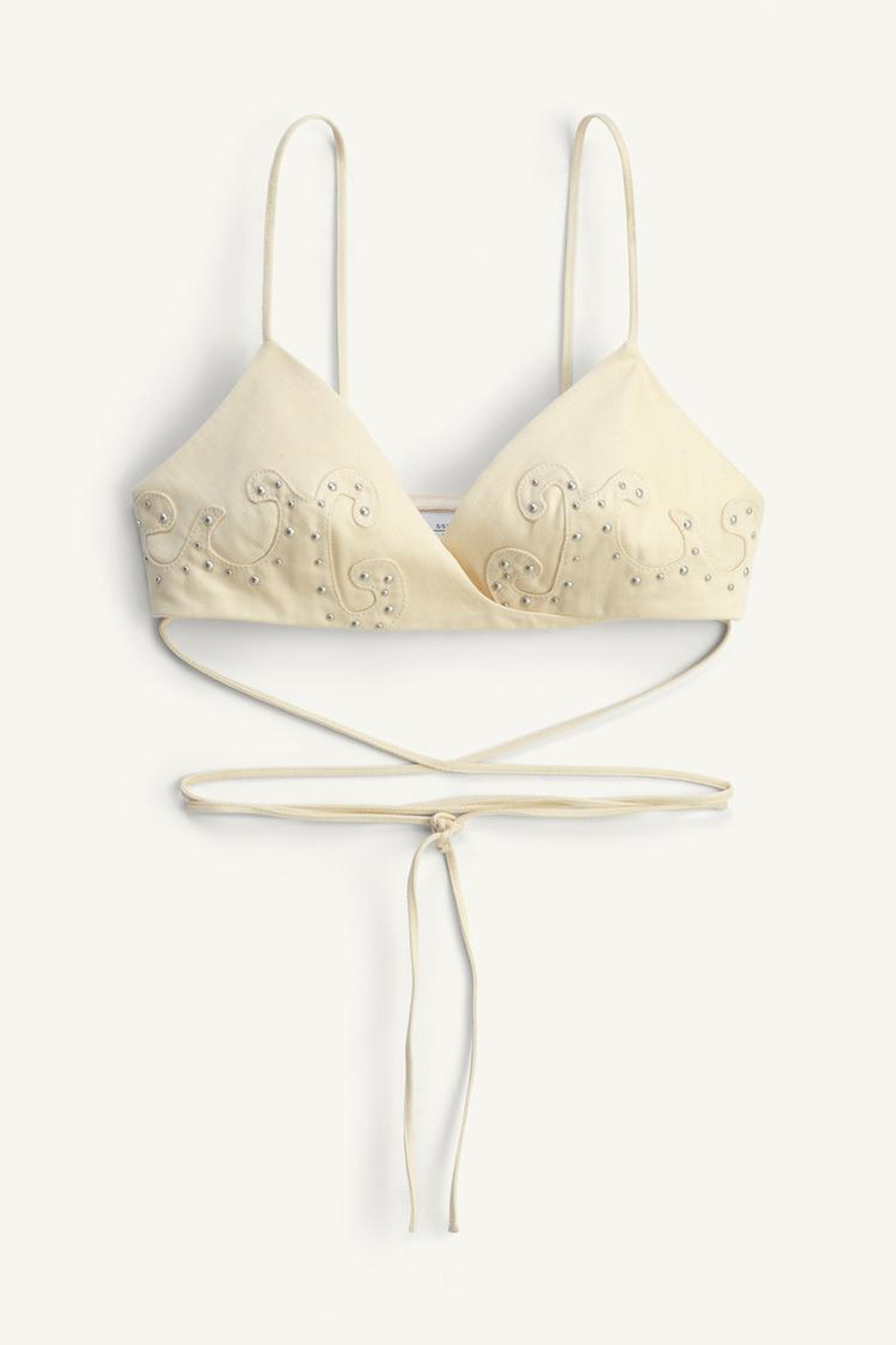 ZARA ТОП С КОНТРАСТНЫМИ ДЕТАЛЯМИ, БЕЖЕВЫЙ