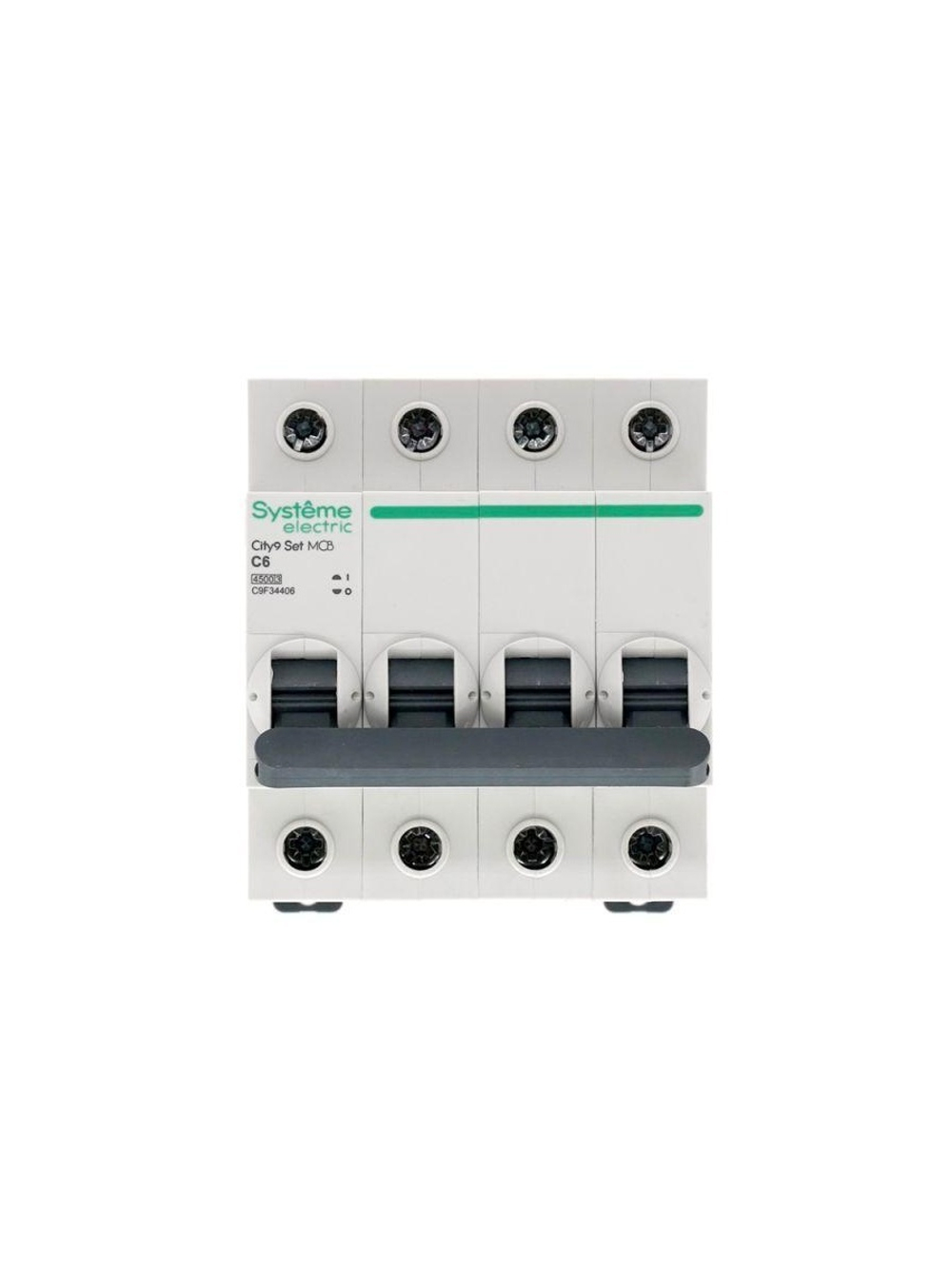 Выключатель автоматический модульный 4п C 6А 4.5кА City9 Set 400В SE C9F34406
