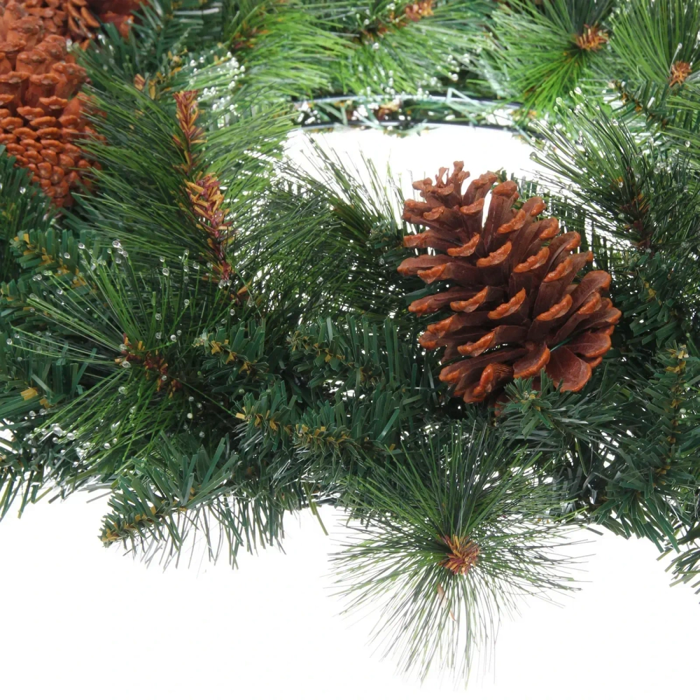 Венок декоративный «Лесная метель» d- 60 см, ПВХ+леска, шишки (110 Веток)