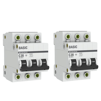 Автоматический выключатель 3P 20А (C) 4,5кА ВА 47-29 Basic 2шт