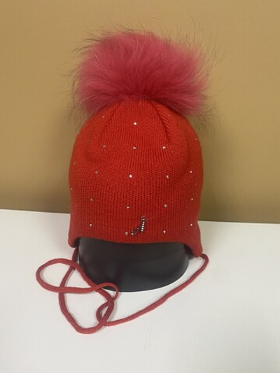 Шапка зимняя детская красная на размер 50