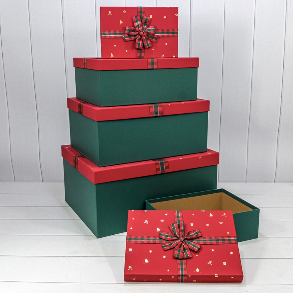 Коробка 51 х 41 х 24.5 см Набор 5 шт "Новогодний" (Зеленый)