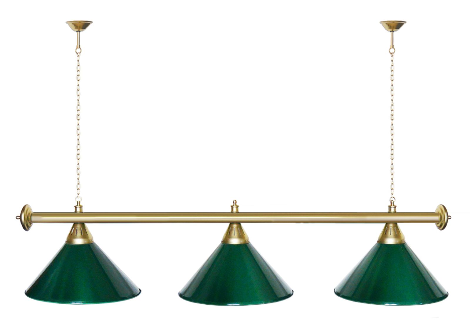 Лампа STARTBILLIARDS 3 пл. (плафоны зеленые,штанга золотая,фурнитура золото) фото №1