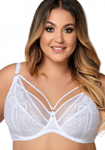 Соблазнительный бюстгальтер с мягкой чашкой и декоративными бретелями (Размер: 80E) (Цвет: белый)