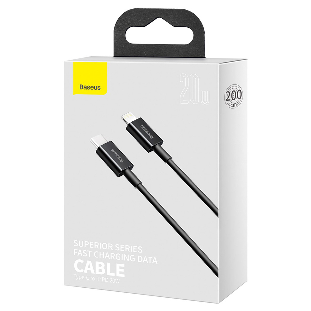 Lightning Кабель Baseus Superior Series Fast Charging Data Cable Type-C to iP PD 20W 2m - Black
