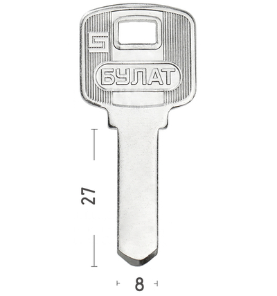 Заготовка вертикального ключа 10502 BUL-2 БУЛАТ пустышка 2,3mm КНР