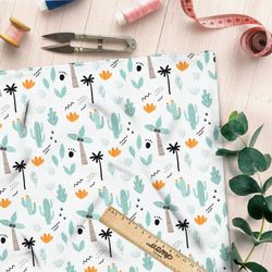 Ткань флис пальмы и кактусы