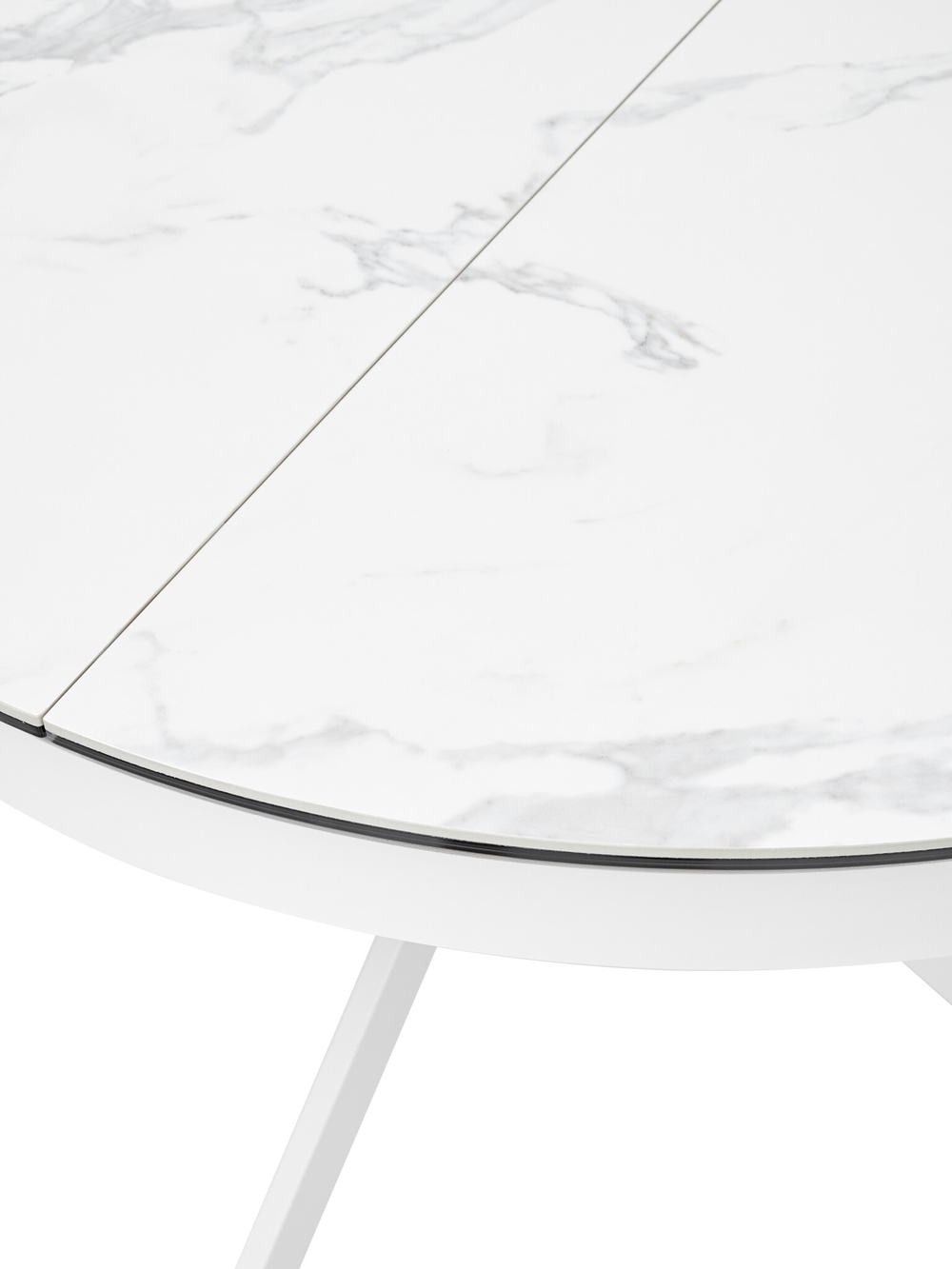 Стол TRENTO 120 HIGH GLOSS STATUARIO Белый мрамор глянцевый, керамика/ белый каркас, ®DISAUR