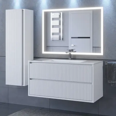 Тумба с раковиной Uperwood Next Premium подвесная, 100 см, белая, 2 ящика