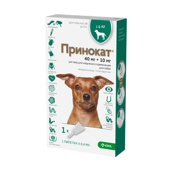 Принокат капли для собак весом до 4 кг,пипетка 0,4 мл