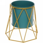 Кашпо металлическое «Vesna-Глория» 13,5см на металлической подставке,цвет голубой