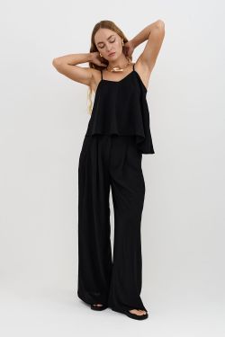 Асимметричный топ из шифона черного цвета