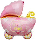 Фигура Коляска для девочки, Розовая 35" Fl