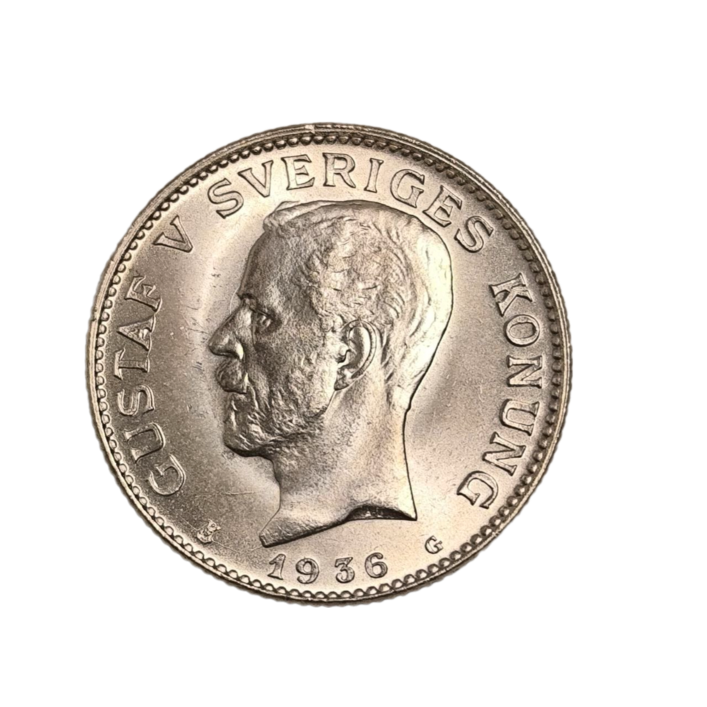 Монета Швеции 1 крона 1936 год Король Густав V