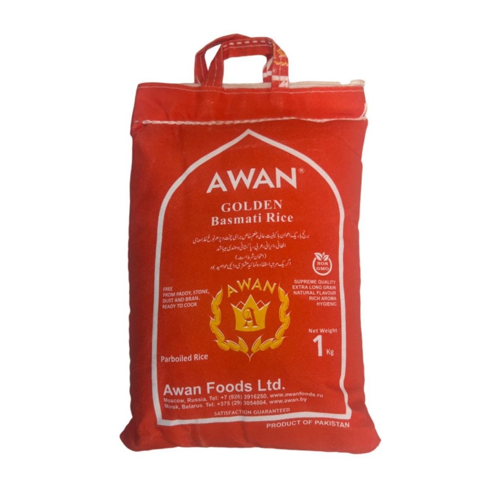 Рис Awan Басмати Golden пропаренный 1 кг, 3 шт