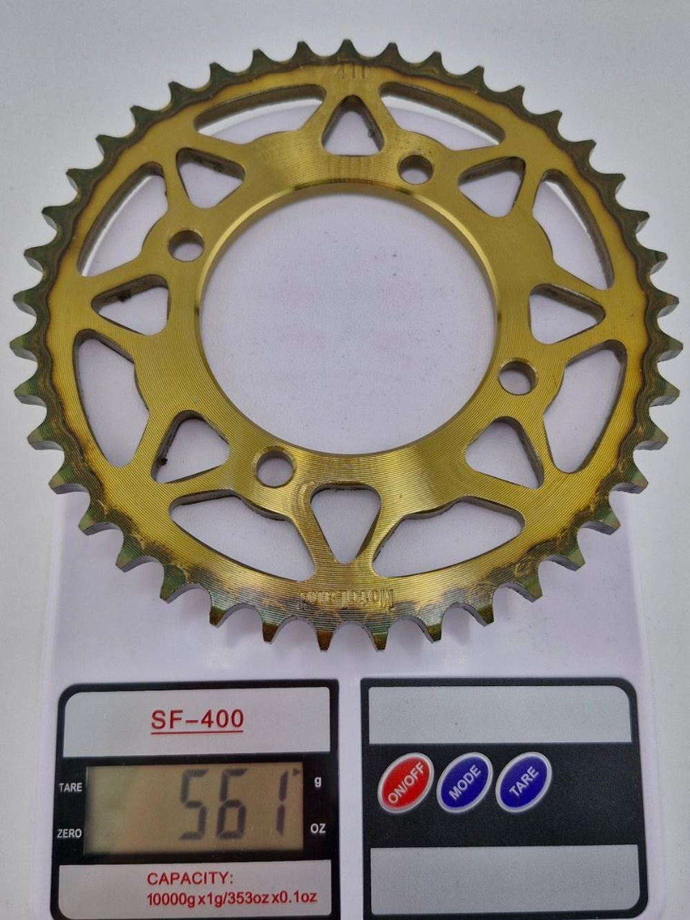 Звезда ведомая 428-41Т для питбайка, кроссового мотоцикла (стальной венец, цепь 428, 41 зуб, усиленная)