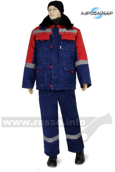 Костюм зимний "Нова" полукомбинезон (синий+красный)