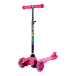 Самокат трехколесный, колеса PVC со светом 110мм, розовый, размер 52х10,5см, ручка металл.съемная