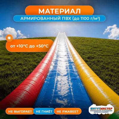Водная горка с надувным дном, герметичная ТУРБО "Капля", длина 35 метров
