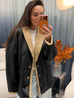 Дубленка из искусственного меха черная