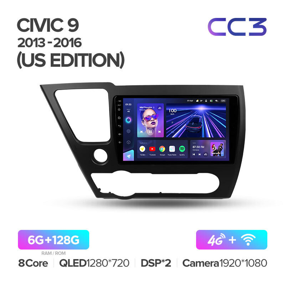 Teyes CC3 9" для Honda Civic 9 2013-2016